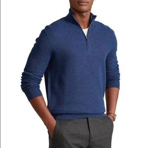 Ralph Lauren Men’s Polo 588959 Sweater Quarter-Zip, Mesh-Knit, Blue, Size XL